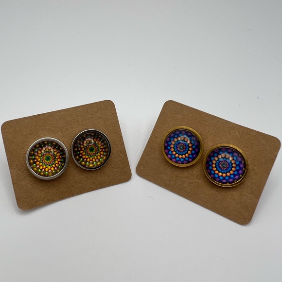 Classic Silver Round Stud Earrings - Trendy Stylish Stud Earrings Set of Two - Picture 13 of 15